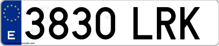 Ejemplo de matrícula de coche ordinaria 3830 LRK