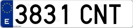 Ejemplo de matrícula española 3831 CNT