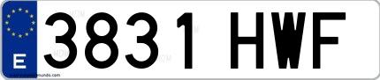 Ejemplo de matrícula española 3831 HWF