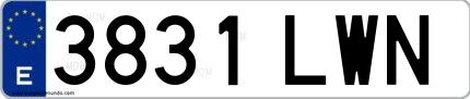 Ejemplo de matrícula española 3831 LWN