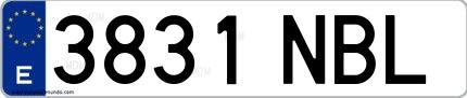 Ejemplo de matrícula española 3831 NBL