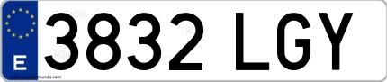 Ejemplo de matrícula española 3832 LGY