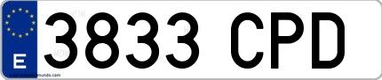 Ejemplo de matrícula española 3833 CPD