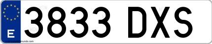 Ejemplo de matrícula española 3833 DXS