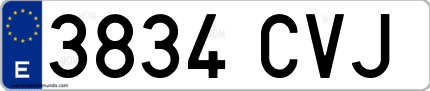 Ejemplo de matrícula de coche ordinaria 3834 CVJ