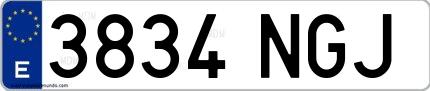 Ejemplo de matrícula española 3834 NGJ