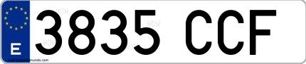 Ejemplo de matrícula española 3835 CCF