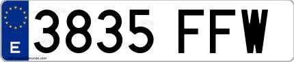 Ejemplo de matrícula española 3835 FFW