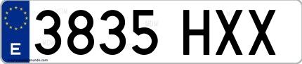 Ejemplo de matrícula española 3835 HXX
