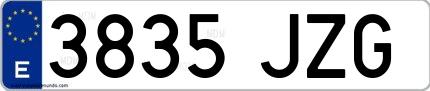 Ejemplo de matrícula española 3835 JZG