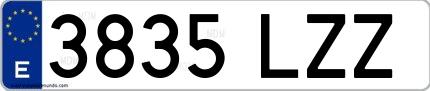 Ejemplo de matrícula española 3835 LZZ