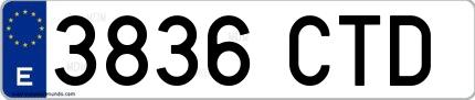 Ejemplo de matrícula española 3836 CTD