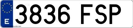 Ejemplo de matrícula española 3836 FSP