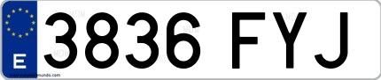 Ejemplo de matrícula española 3836 FYJ
