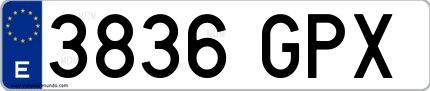 Ejemplo de matrícula española 3836 GPX
