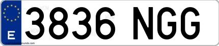 Ejemplo de matrícula española 3836 NGG