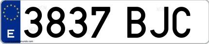 Ejemplo de matrícula española 3837 BJC