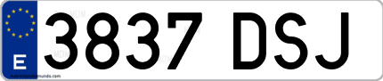 Ejemplo de matrícula de coche ordinaria 3837 DSJ