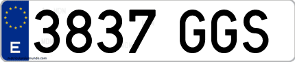 Ejemplo de matrícula de coche ordinaria 3837 GGS