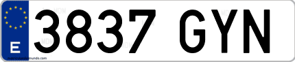 Ejemplo de matrícula de coche ordinaria 3837 GYN
