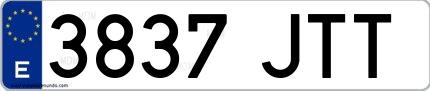Ejemplo de matrícula española 3837 JTT