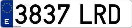 Ejemplo de matrícula española 3837 LRD