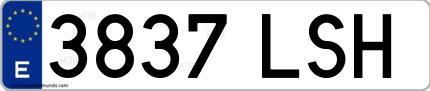 Ejemplo de matrícula española 3837 LSH