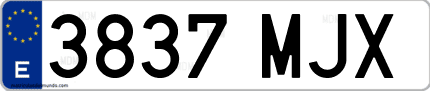 Ejemplo de matrícula de coche ordinaria 3837 MJX