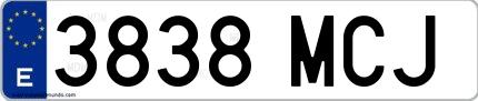 Ejemplo de matrícula española 3838 MCJ