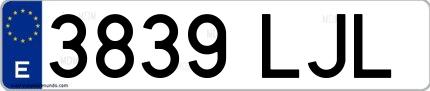 Ejemplo de matrícula española 3839 LJL