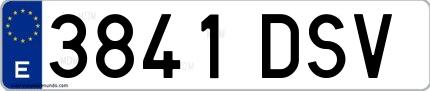Ejemplo de matrícula española 3841 DSV