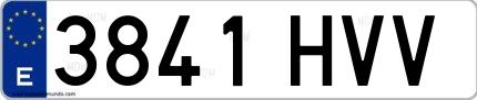 Ejemplo de matrícula española 3841 HVV