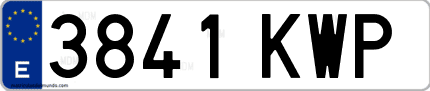 Ejemplo de matrícula de coche ordinaria 3841 KWP