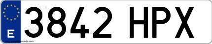 Ejemplo de matrícula española 3842 HPX