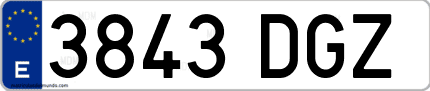 Ejemplo de matrícula de coche ordinaria 3843 DGZ
