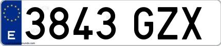 Ejemplo de matrícula española 3843 GZX