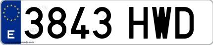 Ejemplo de matrícula española 3843 HWD