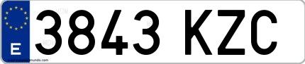 Ejemplo de matrícula española 3843 KZC