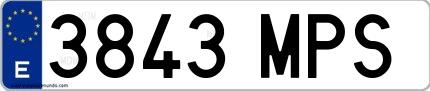 Ejemplo de matrícula española 3843 MPS