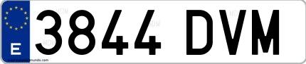 Ejemplo de matrícula española 3844 DVM