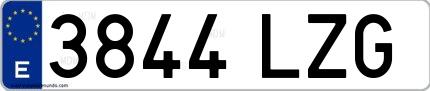 Ejemplo de matrícula española 3844 LZG