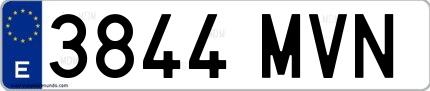 Ejemplo de matrícula española 3844 MVN