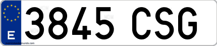 Ejemplo de matrícula de coche ordinaria 3845 CSG
