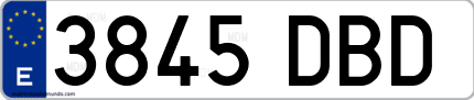 Ejemplo de matrícula de coche ordinaria 3845 DBD