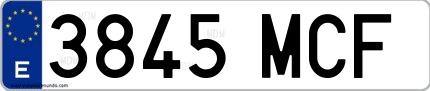 Ejemplo de matrícula española 3845 MCF