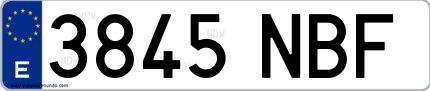 Ejemplo de matrícula española 3845 NBF