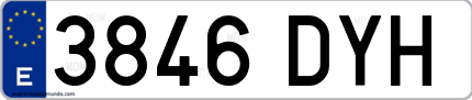 Ejemplo de matrícula de coche ordinaria 3846 DYH