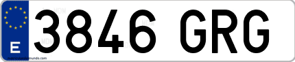 Ejemplo de matrícula de coche ordinaria 3846 GRG