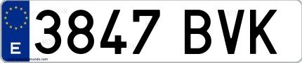 Ejemplo de matrícula española 3847 BVK