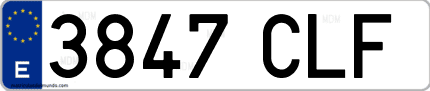 Ejemplo de matrícula de coche ordinaria 3847 CLF